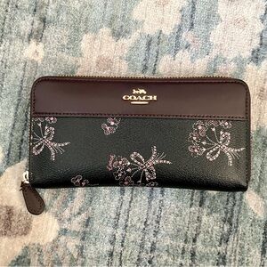 Coach Black and Brown Floral Wallet